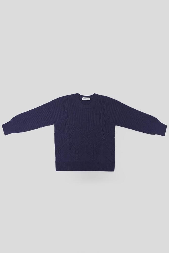 pull femme bleu marine en laine
