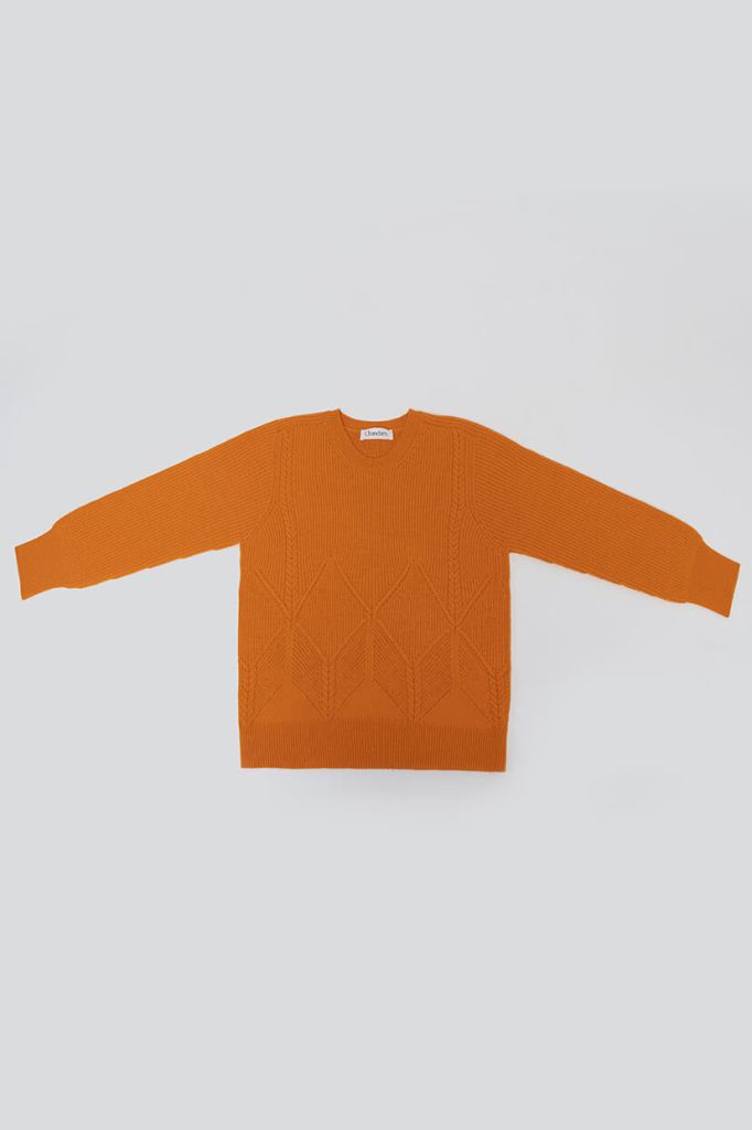 pull en laine orange 100% mérinos