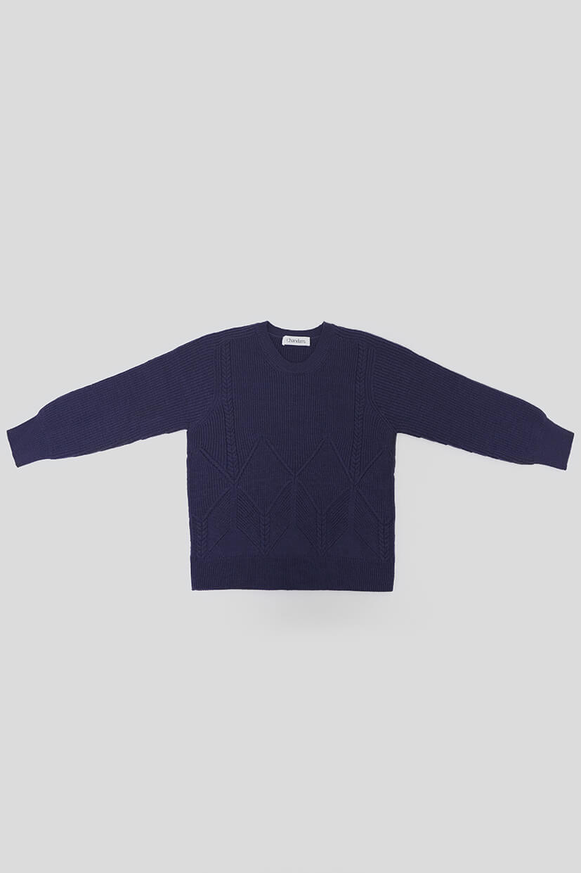 pull femme bleu marine en laine