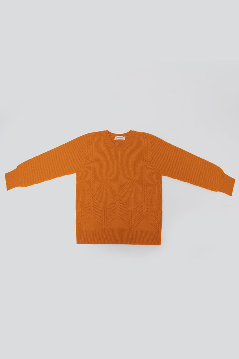 pull en laine orange 100% mérinos