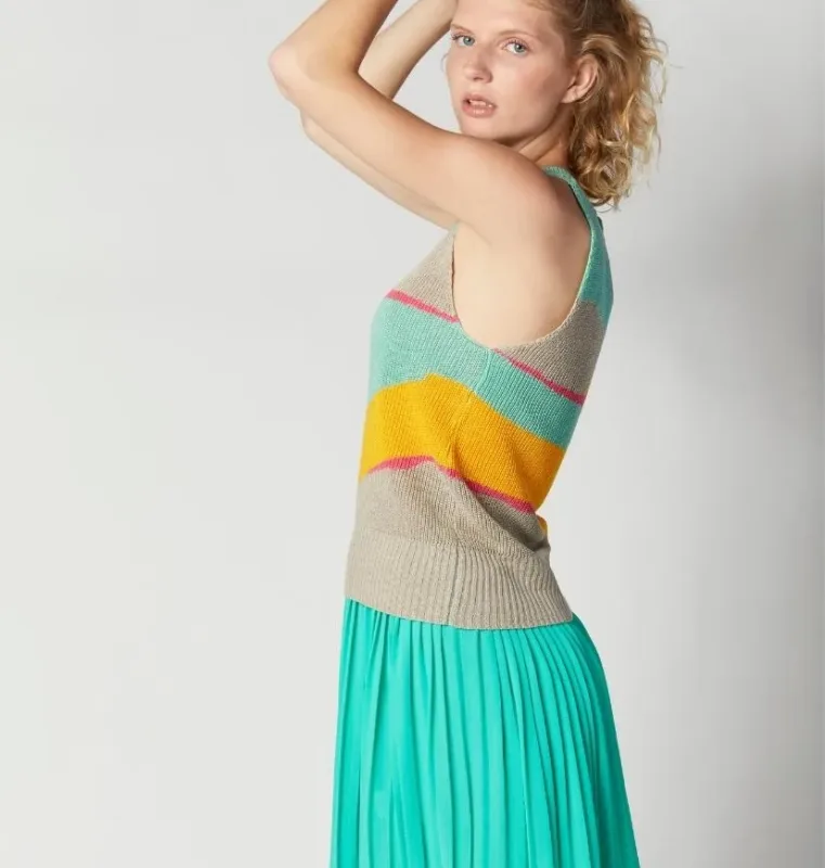 top-lin-multicolore-femme-made-in-France-master-of-linen-col-rond-cotes-perlees