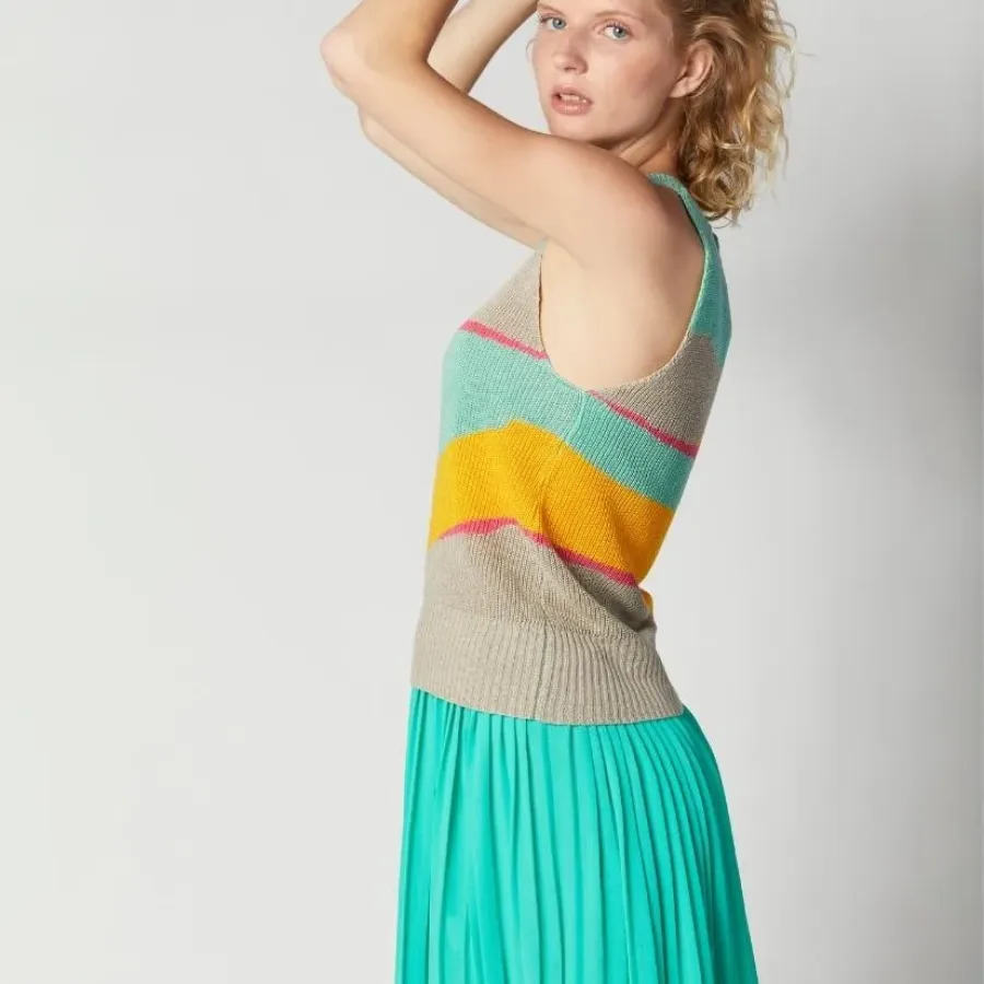 top-lin-multicolore-femme-made-in-France-master-of-linen-col-rond-cotes-perlees